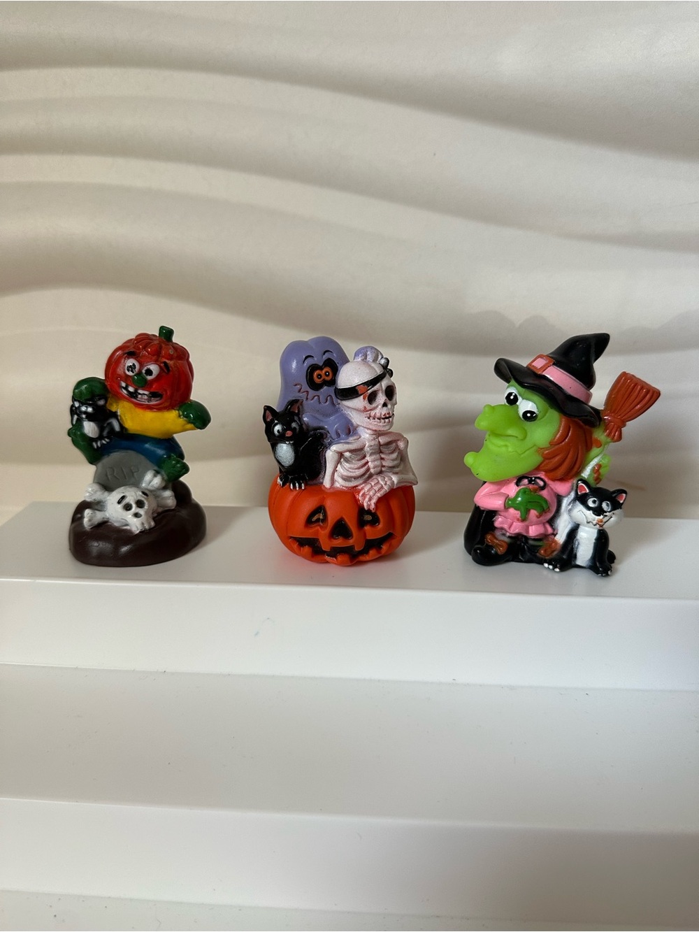 Vintage 1991 1994 Bee Toys Halloween Figures Lot of 3 Witch and Pumpkin Skeleton
